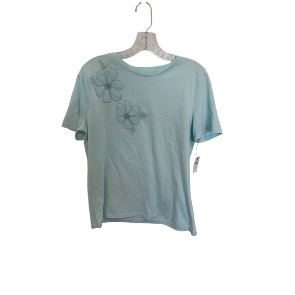 Talbots Tops - NWT Talbots Floral Applique Top Casual Cotton T-Shirt Short‎ Sleeve Size S